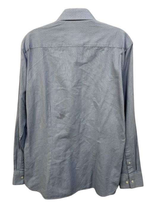 Ted Baker Size 16 Light blue Cotton Blend Micro Button up Long Sleeve Shirt Light blue / 16
