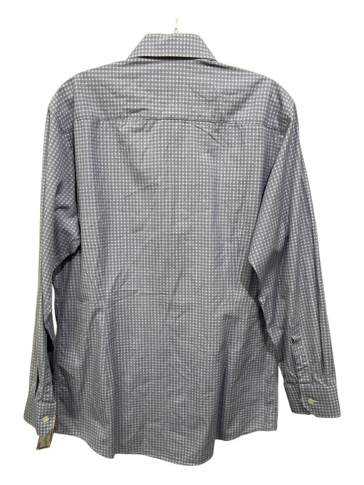 Eton Size 16.5 Blue & White Cotton Blend Medallion Button Down Long Sleeve Shirt Blue & White / 16.5