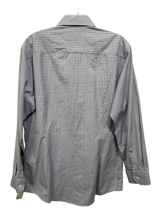 Eton Size 16.5 Blue & White Cotton Blend Medallion Button Down Long Sleeve Shirt Blue & White / 16.5