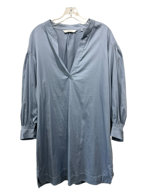 Rebecca Taylor Size XL Dusty Blue Cotton & Spandex Long Sleeve Solid Dress Dusty Blue / XL