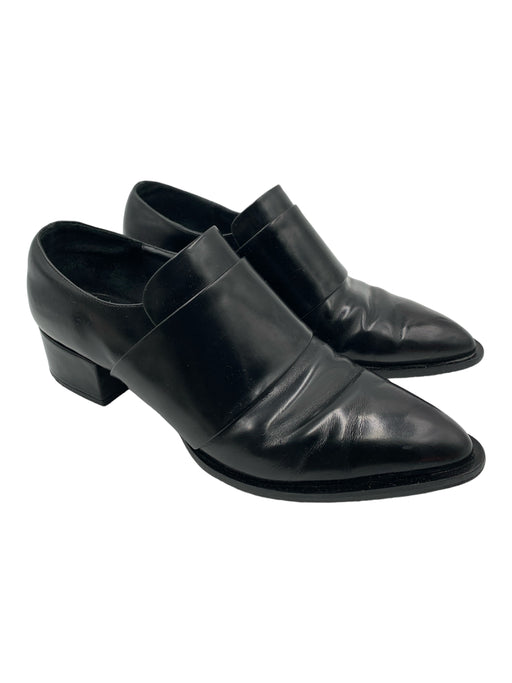 Vince Shoe Size 10 Black Polished Leather Pointed Toe Block Heel Loafers Black / 10