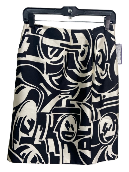 Ralph Lauren Black Size 6 Black & Beige Silk Blend Abstract Pencil Skirt Black & Beige / 6