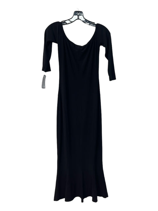 Norma kamali Size S/M Black Polyester Blend Off Shoulder 3/4 Sleeve Midi Dress Black / S/M