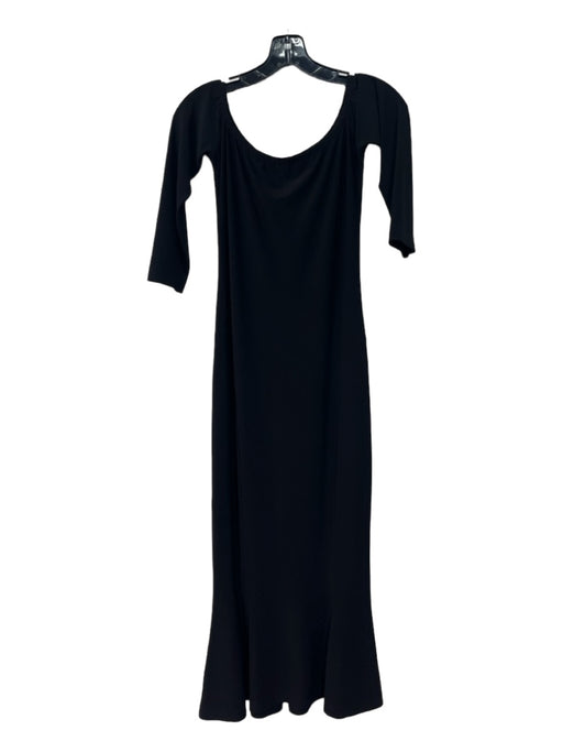 Norma kamali Size S/M Black Polyester Blend Off Shoulder 3/4 Sleeve Midi Dress Black / S/M