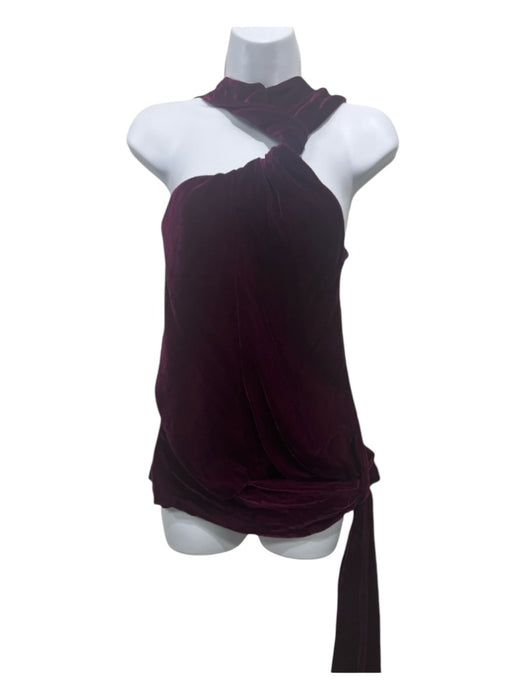 Stella McCartney Size 40/10 Purple Viscose Velvet High Neck Draped Top Purple / 40/10