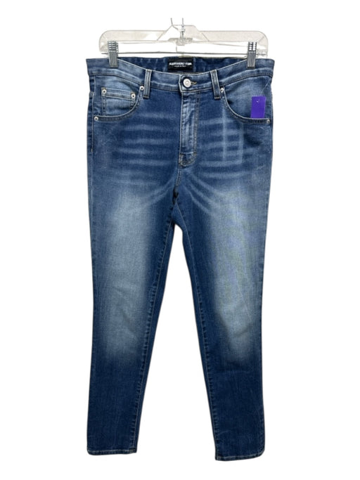 Alessandro Vasini Med Wash Cotton Denim Mid Rise Whiskering Faded Jeans Med Wash