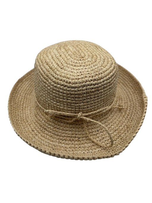Scala Beige Straw Woven Braided Strap Sun Hat Beige / One Size
