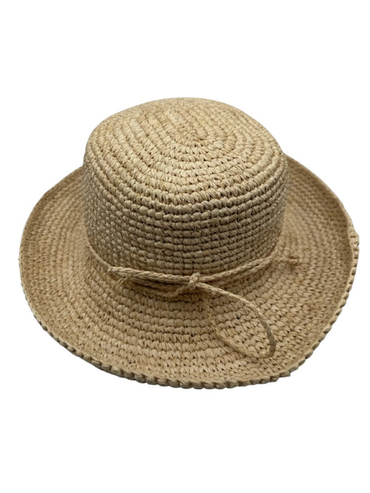 Scala Beige Straw Woven Braided Strap Sun Hat Beige / One Size