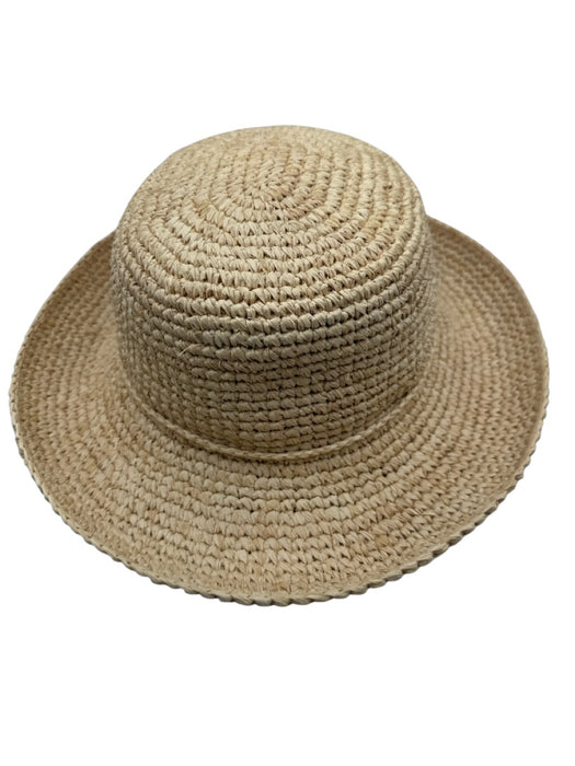 Scala Beige Straw Woven Braided Strap Sun Hat Beige / One Size
