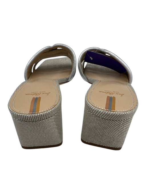 Sam Edelman Shoe Size 10.5 Silver Leather & Canvas Slide Mule Square Toe Sandals Silver / 10.5