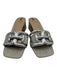 Sam Edelman Shoe Size 10.5 Silver Leather & Canvas Slide Mule Square Toe Sandals Silver / 10.5