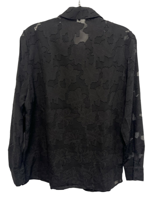 The Noli Shop Size S Black Long Sleeve Floral Sheer Blouse Top Black / S
