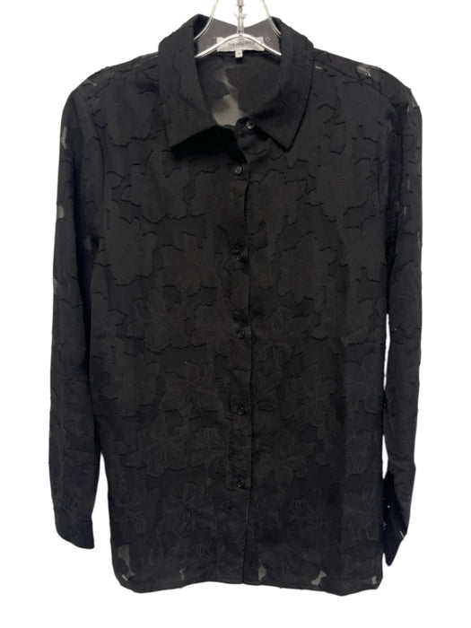 The Noli Shop Size S Black Long Sleeve Floral Sheer Blouse Top Black / S