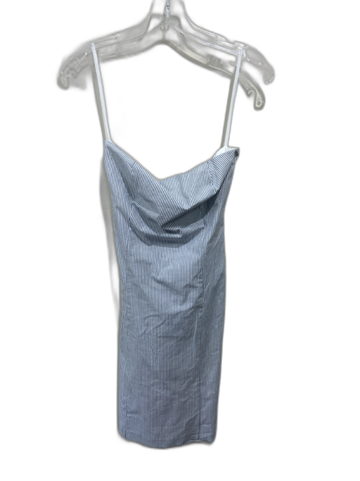 Drew Size S Blue & White Cotton & Elastane Strapless Stripe Waist tie Mini Dress Blue & White / S