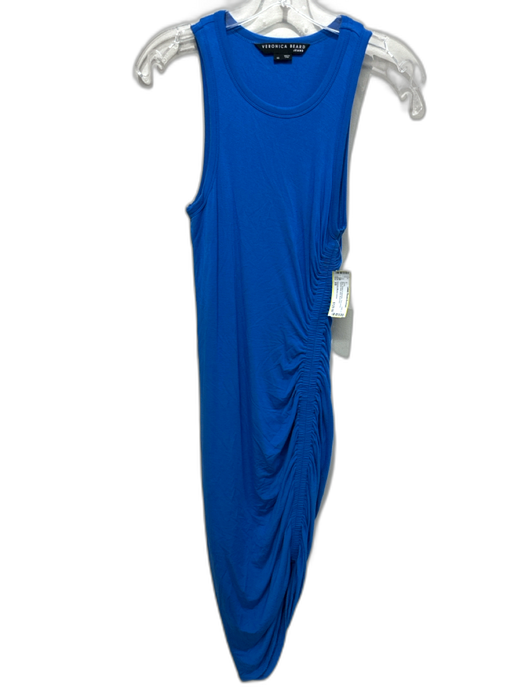 Veronica Beard Jeans Size XS Blue Modal & Spandex Sleeveless Ruched Side Dress Blue / XS
