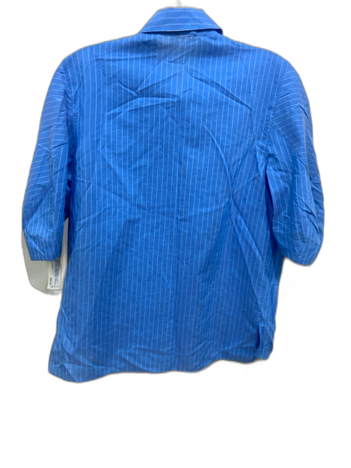 Theory Project Size P Blue & White Cotton & Cupro Short Sleeve Stripe Blouse Top Blue & White / P