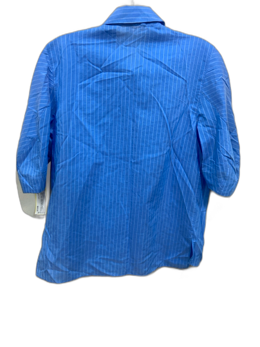 Theory Project Size P Blue & White Cotton & Cupro Short Sleeve Stripe Blouse Top Blue & White / P