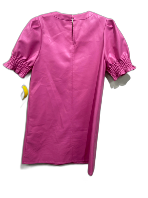 THML Size XS Hot pink Polyester & Polyurethane Pleather Short Puff Sleeve Dress Hot pink / XS