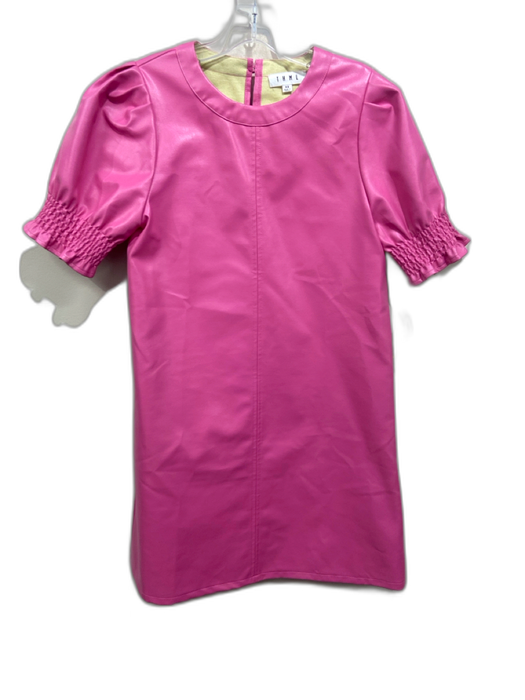 THML Size XS Hot pink Polyester & Polyurethane Pleather Short Puff Sleeve Dress Hot pink / XS