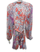 Reiss Size 4 Orange, Blue, Pink Viscose Long puff sleeve Floral Print Mini Dress Orange, Blue, Pink / 4