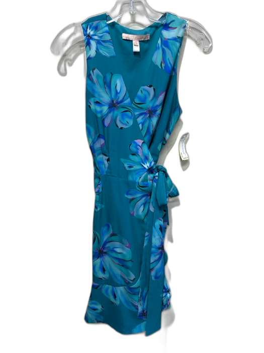 Hutch Size 2 Teal Green, Blue, Purple Polyester Sleeveless Floral Print Dress Teal Green, Blue, Purple / 2