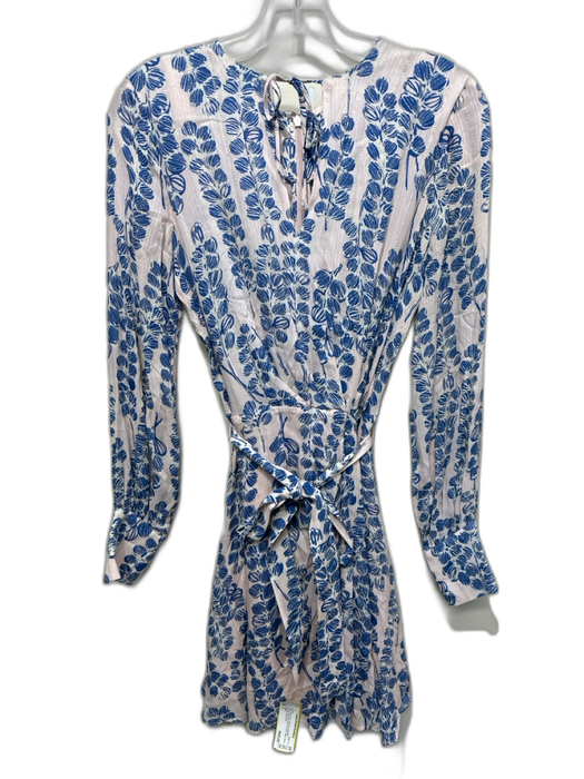 Reiss Size 2 Pink, Blue, Gold Viscose Metallic Thread Abstract Print Mini Dress Pink, Blue, Gold / 2