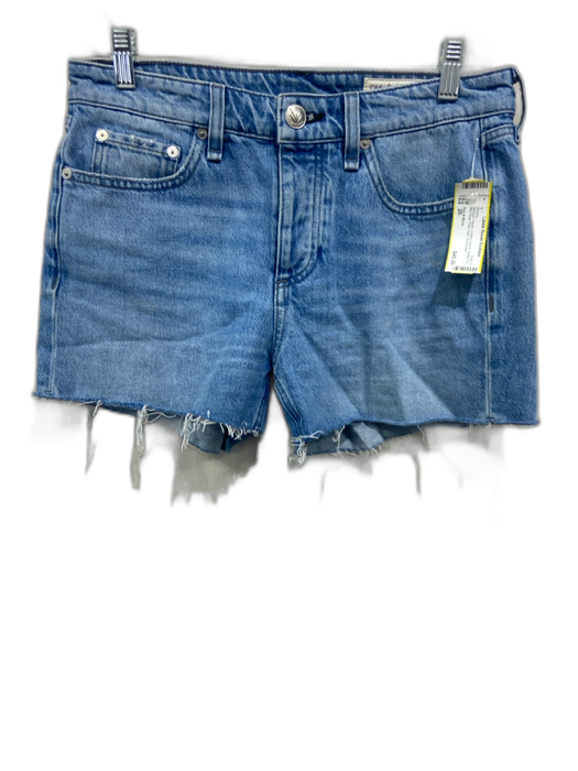 Rag & Bone Size 26 Medium Wash Cotton Denim Button Fly Mid Rise Raw Hem Shorts Medium Wash / 26