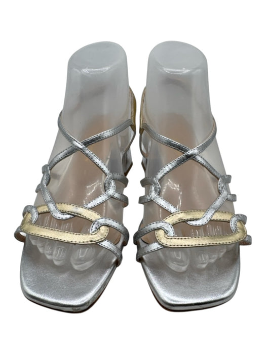 Michele Lopriore Shoe Size 38 Silver & Gold Leather Strappy Slingback Sandals Silver & Gold / 38