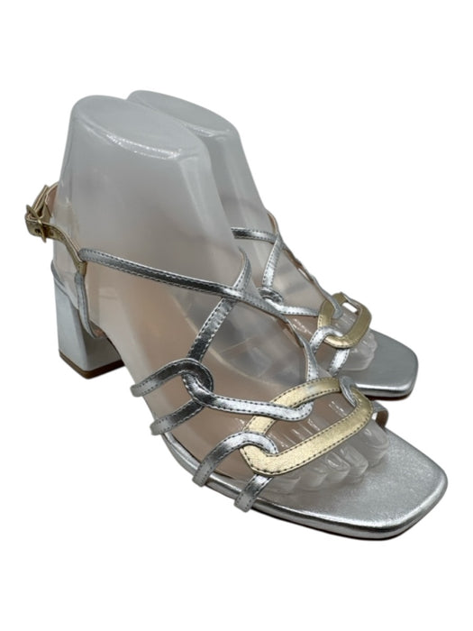 Michele Lopriore Shoe Size 38 Silver & Gold Leather Strappy Slingback Sandals Silver & Gold / 38