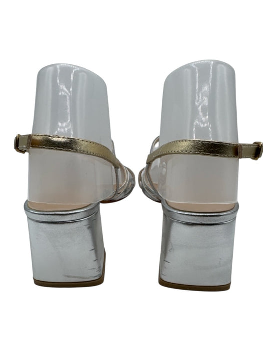 Michele Lopriore Shoe Size 38 Silver & Gold Leather Strappy Slingback Sandals Silver & Gold / 38