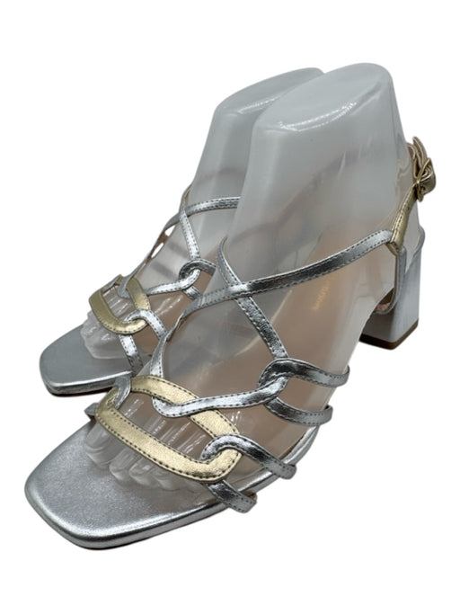 Michele Lopriore Shoe Size 38 Silver & Gold Leather Strappy Slingback Sandals Silver & Gold / 38
