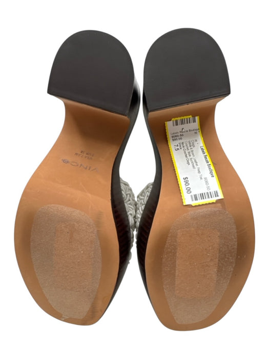 Vince Shoe Size 7.5 White & Brown Leather Peep Toe Crochet Mule Clogs White & Brown / 7.5