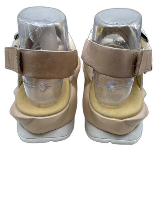 4CCCCEES Shoe Size 38 Beige, Pink, Green Leather Buckle Straps Round Toe Sandals Beige, Pink, Green / 38