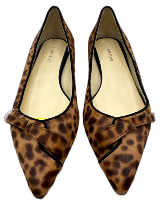 Sarah Flint Shoe Size 38 Brown Pony Hair Leopard Pointed Toe Bow Detail Flats Brown / 38