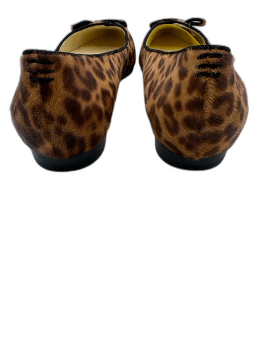 Sarah Flint Shoe Size 38 Brown Pony Hair Leopard Pointed Toe Bow Detail Flats Brown / 38