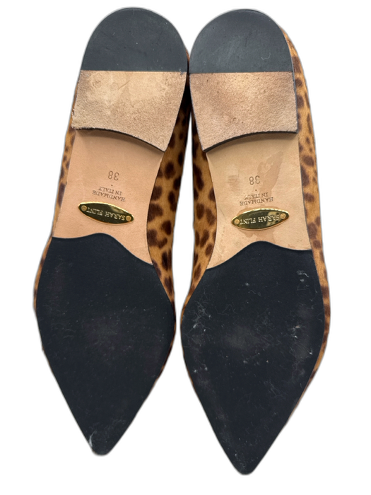 Sarah Flint Shoe Size 38 Brown Pony Hair Leopard Pointed Toe Bow Detail Flats Brown / 38