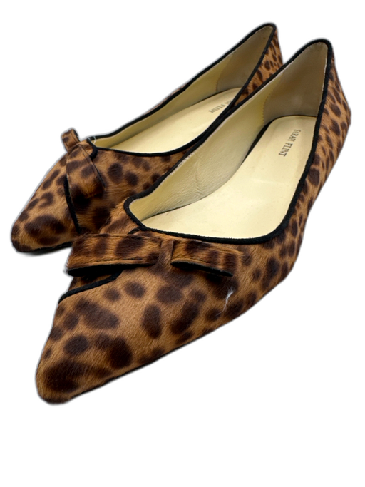 Sarah Flint Shoe Size 38 Brown Pony Hair Leopard Pointed Toe Bow Detail Flats Brown / 38