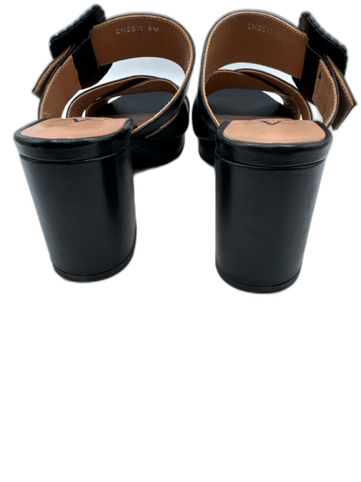 Aquatalia Shoe Size 9 Black Leather Criss Cross Detail Buckle Strap Sandals Black / 9