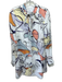 Reiss Size 2 White, Blue, Multi Viscose Abstract Floral V Neck Long Sleeve Dress White, Blue, Multi / 2