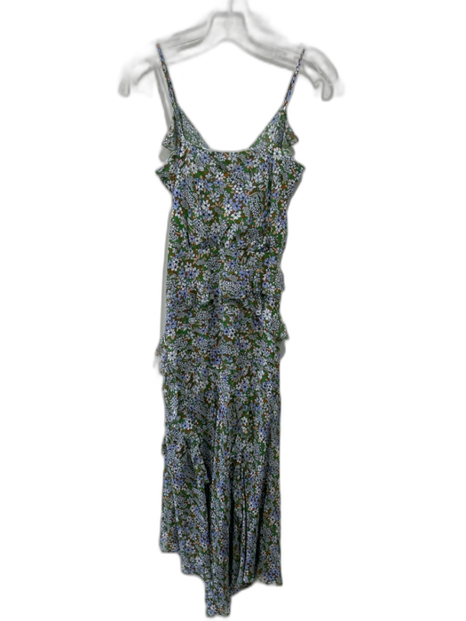 Veronica Beard Size 2 Green, Blue, Multi Silk floral print Ruffle Detail Dress Green, Blue, Multi / 2