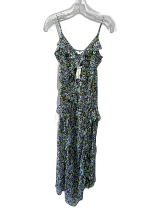 Veronica Beard Size 2 Green, Blue, Multi Silk floral print Ruffle Detail Dress Green, Blue, Multi / 2
