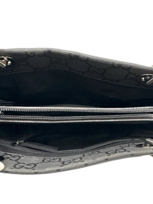 Gucci Black Nylon Monogram Bamboo Handle Square Certified by Entrupy Bag