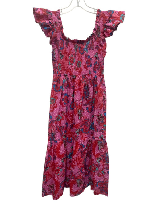 Tuckernuck Size XS Pink, Red, Blue Cotton Sleeveless Floral Smocked Top Dress Pink, Red, Blue / XS