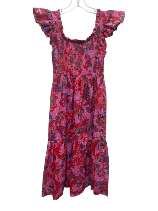 Tuckernuck Size XS Pink, Red, Blue Cotton Sleeveless Floral Smocked Top Dress Pink, Red, Blue / XS