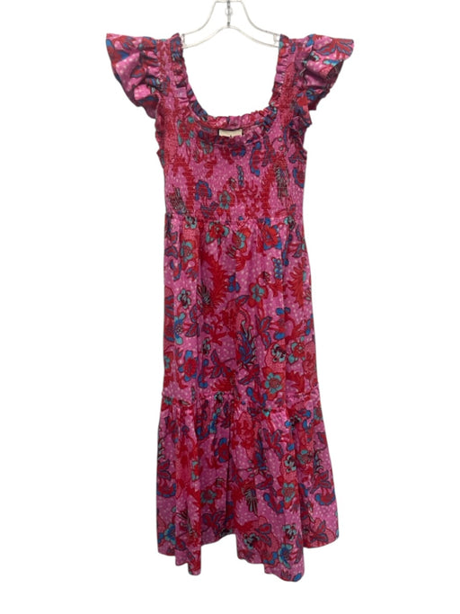 Tuckernuck Size XS Pink, Red, Blue Cotton Sleeveless Floral Smocked Top Dress Pink, Red, Blue / XS