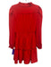 Sail To Sable Size XS Red Polyester Long Sleeve Ruffle Collar Smock Waist Dress Red / XS