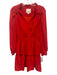 Sail To Sable Size XS Red Polyester Long Sleeve Ruffle Collar Smock Waist Dress Red / XS