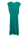 Suncoo Size T1 Aqua Blue Viscose Blend Flutter Cap sleeve V Neck Slit Midi Dress Aqua Blue / T1