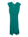 Suncoo Size T1 Aqua Blue Viscose Blend Flutter Cap sleeve V Neck Slit Midi Dress Aqua Blue / T1