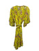 Tanya Taylor Size 2 Yellow, Pink & Blue Silk Ruffle Floral V Neck Dress Yellow, Pink & Blue / 2